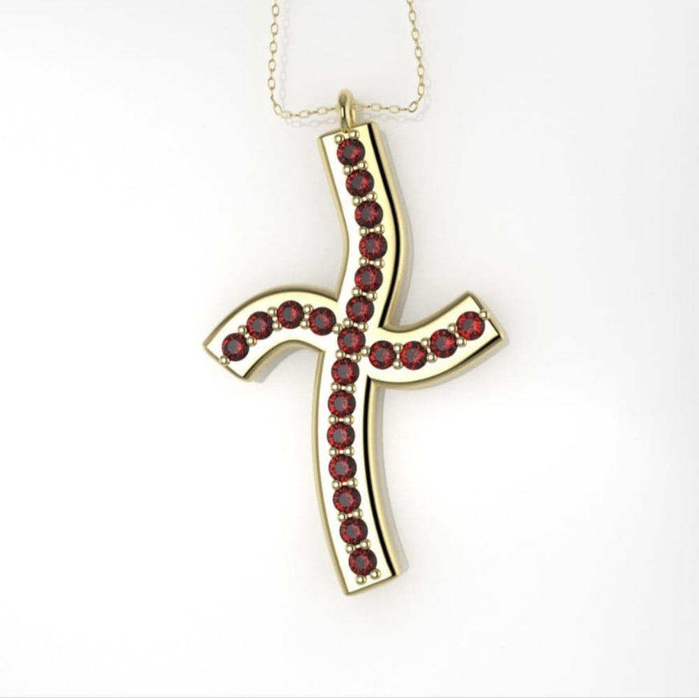 14k Pendant With 22 Ruby, Cross Style, Only Penda… - image 1
